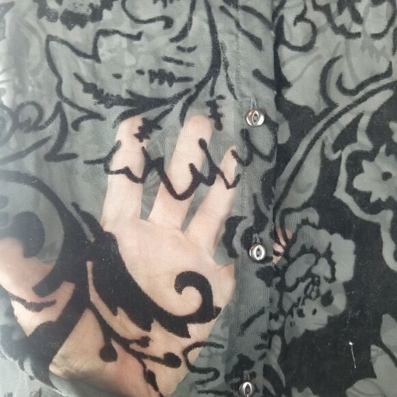 Worthington Semi Sheer Velvety Black Blouse. Sz 12 - Picture 6 of 13